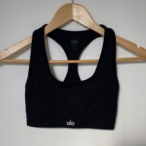 SOLD! ALO Yoga Black Ribbed Sports Bra